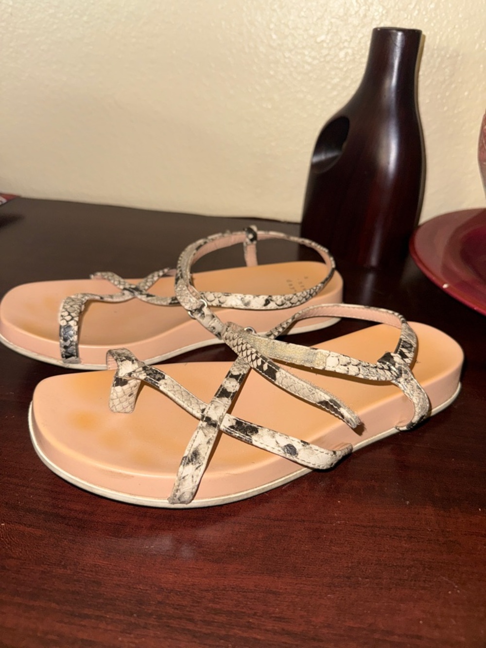 a new day Beige and Black Snake-Print Strappy Sandals - Picture 3 of 3